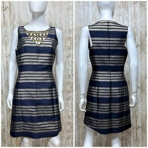 Lilly Pulitzer Virginia Dress in Navy & Metallic Stripes [1453]